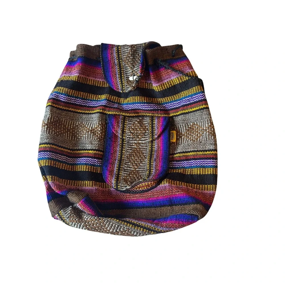 Bohemian Pinzon‎ Woven Drawstring Backpack Multi Color Stripes Triba DO NOT BUY